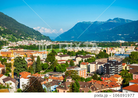 Bellinzona aerial panoramic view, Switzerland Bellinzona aerial panoramic view, Switzerland 106891977