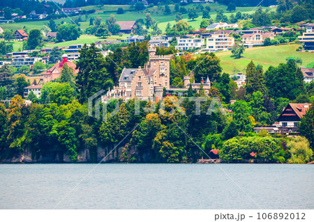 Lucerne city aerial panoramic view, Switzerland 106892012