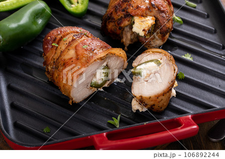 Jalapeno popper chicken breast wrapped with bacon 106892244