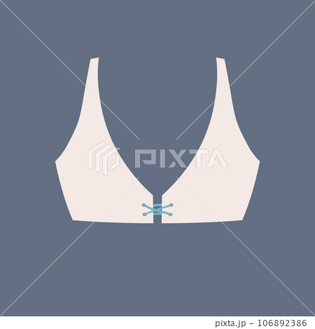Cute female beige bra. Trendy corset bra icon. Women underwear element. Feminine symbol, template modern design for invitation, poster, card, fabric. Sensuality cloth concept. Vector illustration Cute female beige bra. Trendy corset bra icon. Women underwear element. Feminine symbol, template modern design for invitation, poster, card, fabric. Sensuality cloth concept. Vector illustration 106892386