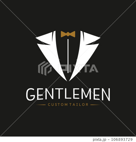 Tuxedo Suit Logo Template with Bow Tie For Men's Fashion. 106893729