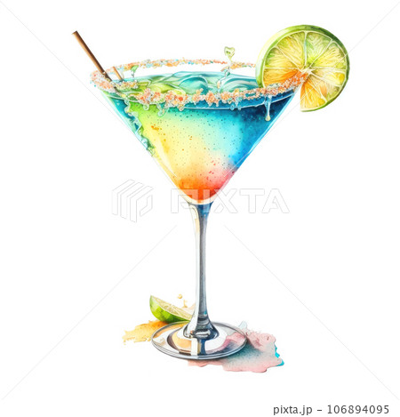 Summer colorful watercolor cocktail Generative AI 106894095