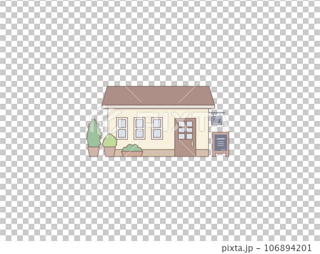 カフェのイラスト線あり 106894201