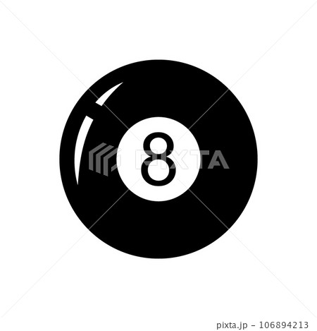 Magic 8 ball. Glossy shiny ball with number 8. Vector illustration. 106894213