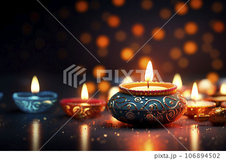 Background mockup with burning candles. 106894502