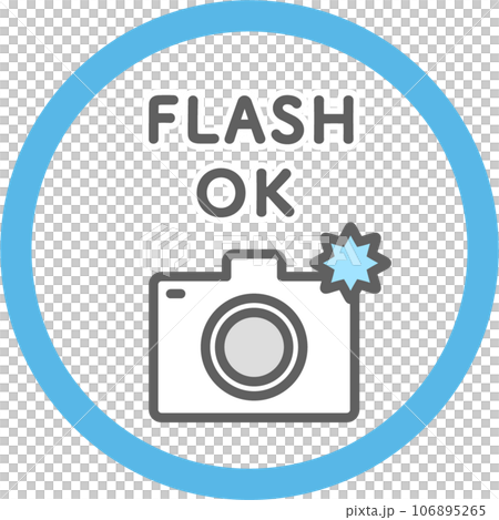 Icons for flash photography permission, flash photography OK, and photo OK (thin type) Icons for flash photography permission, flash photography OK, and photo OK (thin type) 106895265