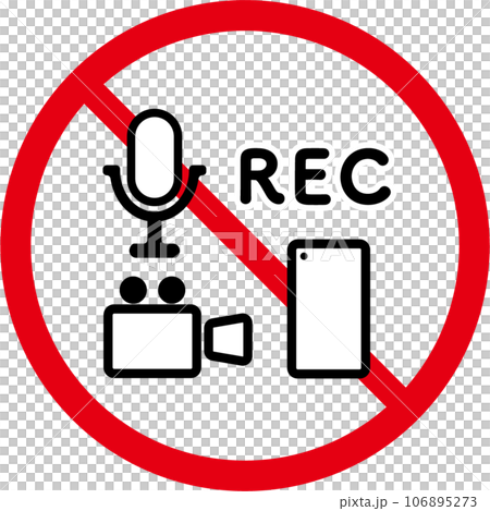 録画禁止・録音禁止のアイコン(細いタイプ) 録画禁止・録音禁止のアイコン(細いタイプ) 106895273