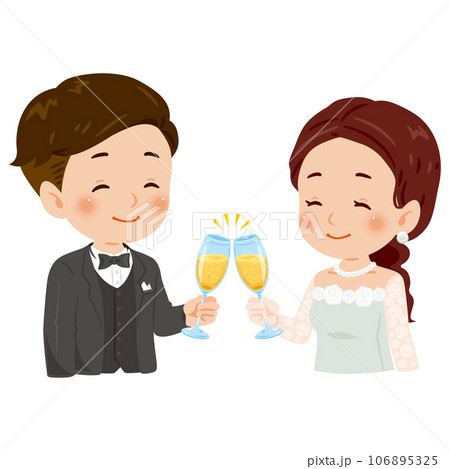シャンパンで乾杯する男女　上半身 106895325