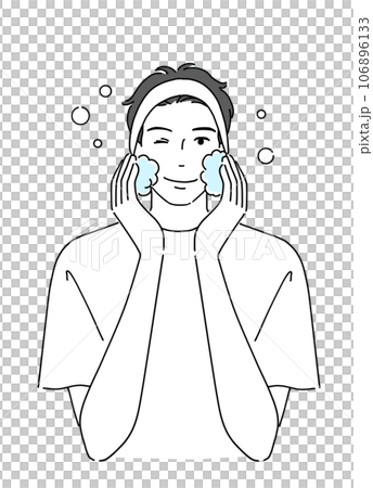 年輕人微笑著洗臉 106896133