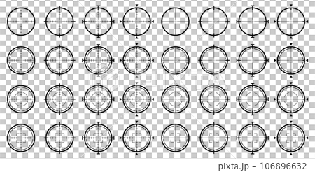 Vector illustration set of monochrome target icons and aiming marks Vector illustration set of monochrome target icons and aiming marks 106896632