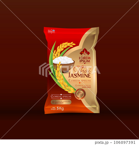Rice Package Mockup Thailand food Products, vector illustration Rice Package Mockup Thailand food Products, vector illustration 106897391