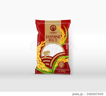 Rice Package Mockup Thailand food Products, vector illustration 106897400