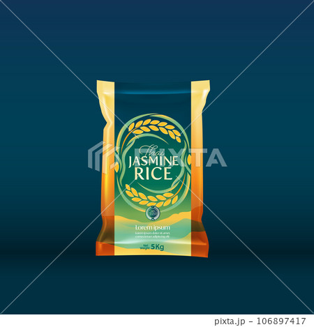 Rice Package Mockup Thailand food Products, vector illustration 106897417