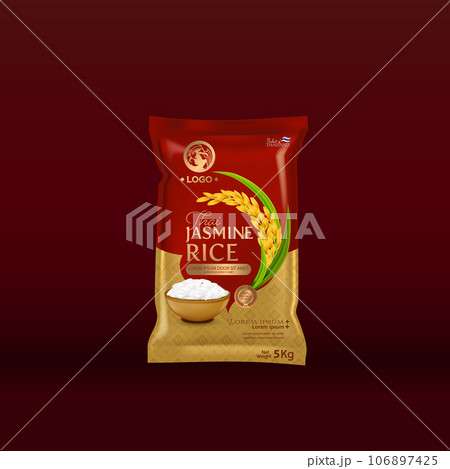 Rice Package Mockup Thailand food Products, vector illustration Rice Package Mockup Thailand food Products, vector illustration 106897425