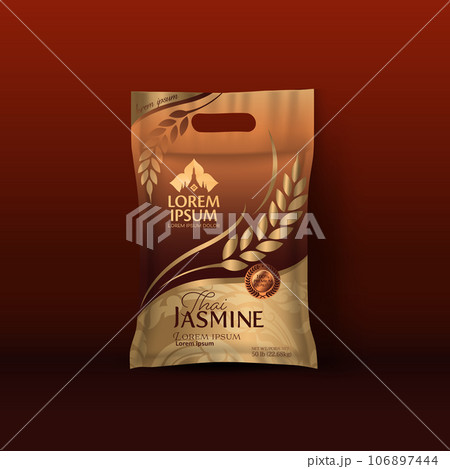 Rice Package Mockup Thailand food Products, vector illustration 106897444