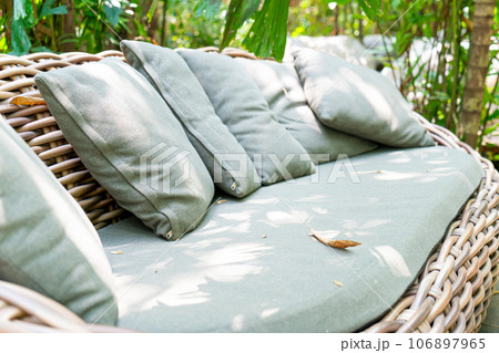 pillow on patio outdoor chair 106897965