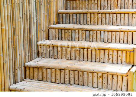 beautiful outdoor bamboo stair step 106898093