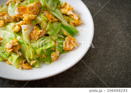 homemade stir-fried cabbage with egg homemade stir-fried cabbage with egg 106898285