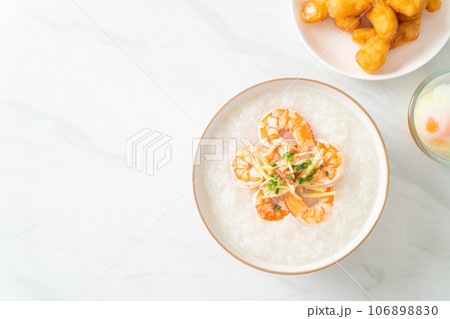 Congee with shrimps and fresh ginger Congee with shrimps and fresh ginger 106898830