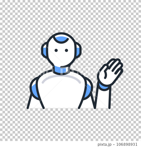 Simple vector icon illustration material of a humanoid AI robot introducing services 106898931