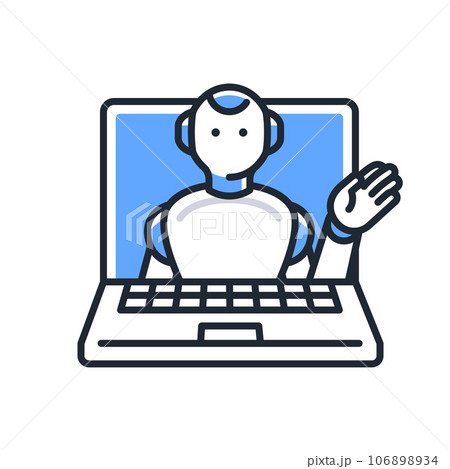 提案するヒューマノイド型AIロボットのシンプルなベクターアイコンイラスト素材 106898934