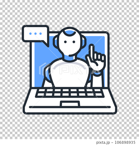 Simple vector icon illustration material of chatting with a humanoid AI robot on a laptop 106898935