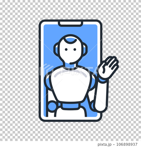 スマホと人工知能のシンプルなベクターアイコンイラスト素材 106898937