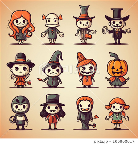ハロウィンの仮装をした子供たちのイラスト ハロウィンの仮装をした子供たちのイラスト 106900017