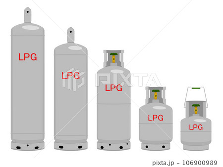 さまざまサイズのプロパンガス（LPG）ボンベ 106900989