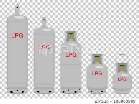 さまざまサイズのプロパンガス（LPG）ボンベ 106900989
