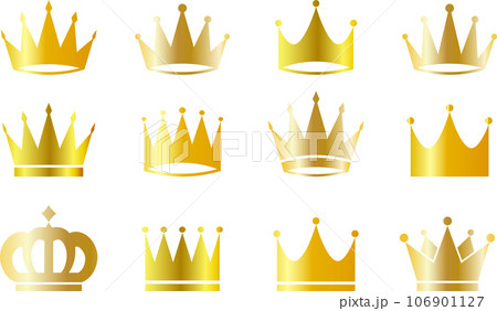 ゴールドの王冠のセット 106901127
