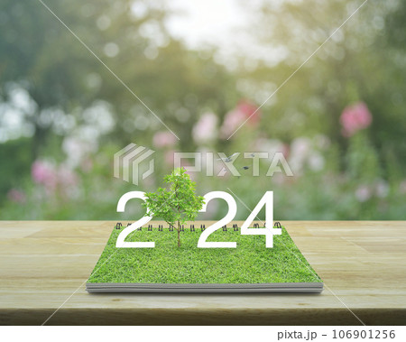 Happy new year 2024 ecological cover concept 106901256