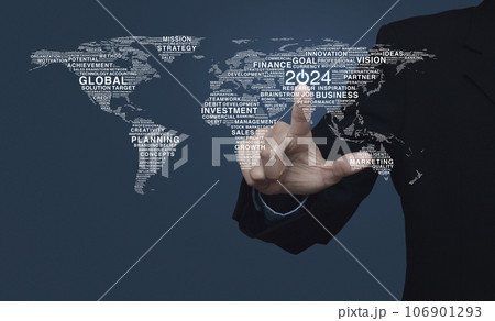 Happy new year 2024 global business start up concept, Elements of this image furnished by NASA 106901293