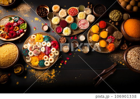 Diwali celebration with space for text or greetings. Copy space and Diwali concept. 106901338