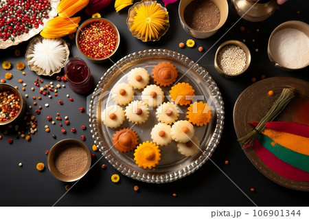 Diwali celebration with space for text or greetings. Copy space and Diwali concept. 106901344
