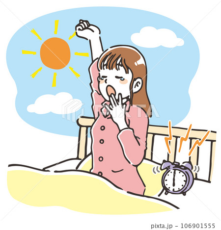 寝起きにあくびをする若い女性　バストアップ 106901555