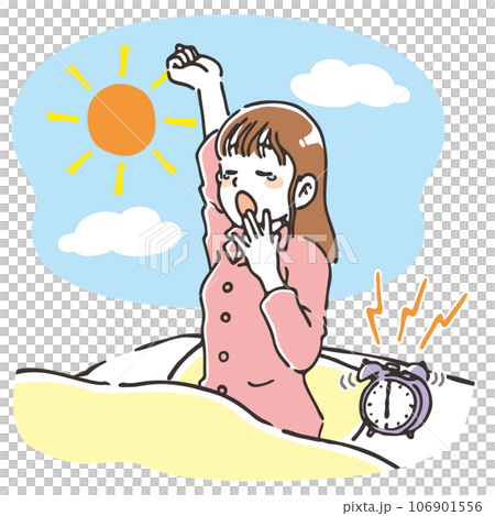 年輕女子醒來時打哈欠,崩潰 年輕女子醒來時打哈欠,崩潰 106901556