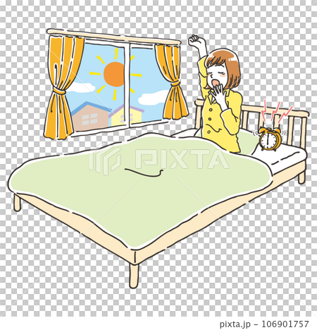A young woman yawns when she wakes up 106901757