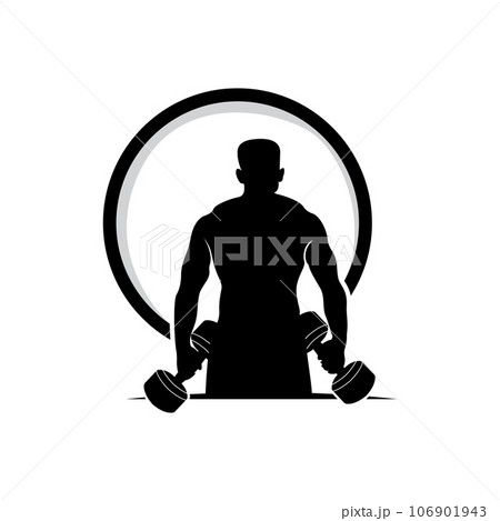 Gym Logo, Fitness Health Vector, Muscle Workout Silhouette Design, Fitness Club 106901943