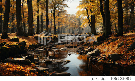 綺麗な日本の秋の風景、Beautiful Japanese autumn scenery(AI) 106903089