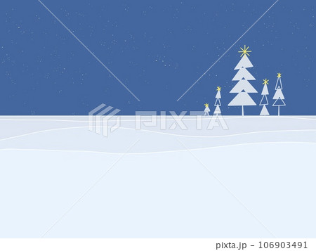 雪の積もる丘の上のクリスマスツリーのイラスト 106903491