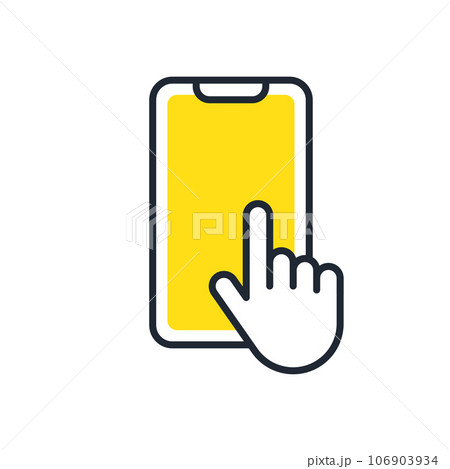 スマホと指のシンプルなベクターアイコンイラスト素材 スマホと指のシンプルなベクターアイコンイラスト素材 106903934