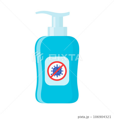 Hand sanitizers with stop covid 19 symbol. Alcohol gel hand sanitizer. Washing gel for kill most bacteria, some viruses such as corona. Covid 19 spread prevention concept. Vector illustration. Hand sanitizers with stop covid 19 symbol. Alcohol gel hand sanitizer. Washing gel for kill most bacteria, some viruses such as corona. Covid 19 spread prevention concept. Vector illustration. 106904321