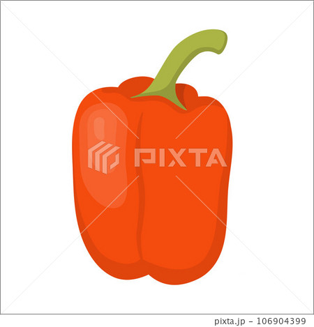 Fresh red bell pepper solated on white background, vector illustration in flat style. 106904399