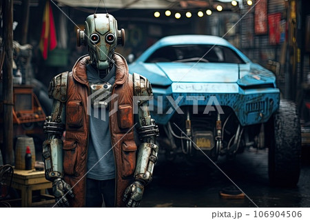 Near future. Robots are replacing human jobs. 106904506