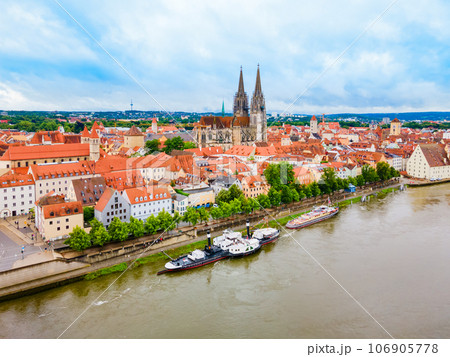 Regensburg city aerial panoramic view, Germany 106905778