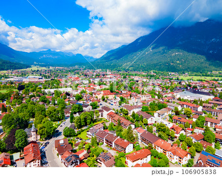 Garmisch-partenkirchen town aerial panoramic view, Germany 106905838