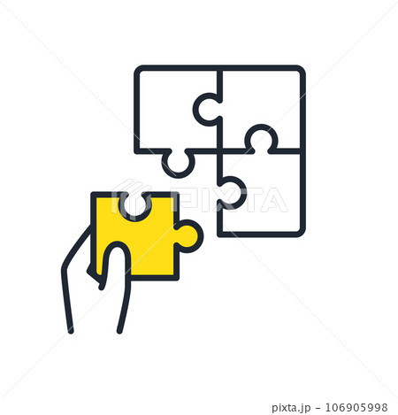パズルのピースを持つ手のシンプルなベクターアイコンイラスト素材 106905998