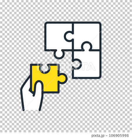 パズルのピースを持つ手のシンプルなベクターアイコンイラスト素材 106905998