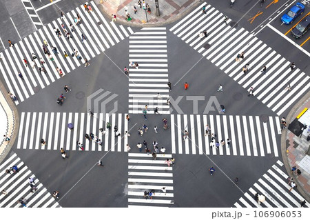 横断歩道を渡る人々 横断歩道を渡る人々 106906053